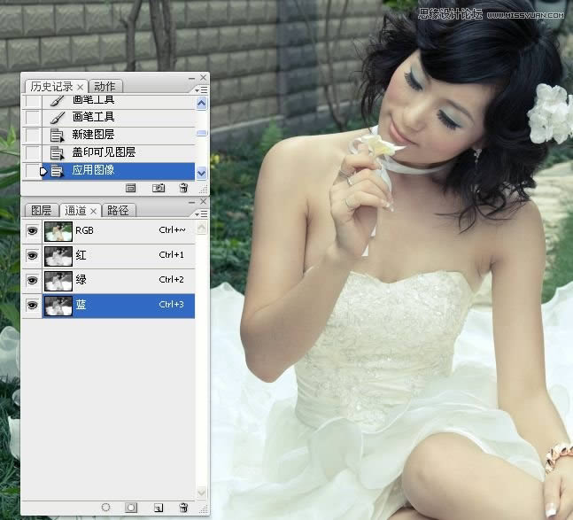 PS提亮婚纱照片并调出米黄肤色效果