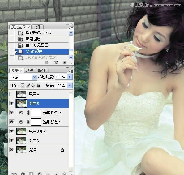 PS提亮婚纱照片并调出米黄肤色效果