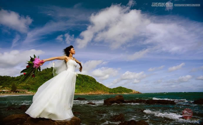 调出唯美海景大气婚纱照片的PS润色教程