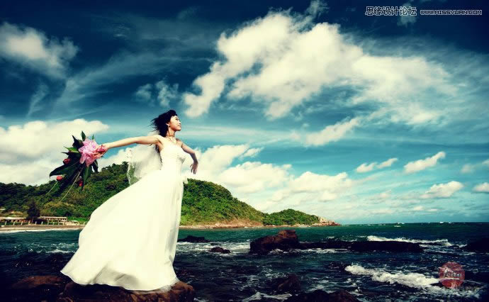 调出唯美海景大气婚纱照片的PS润色教程