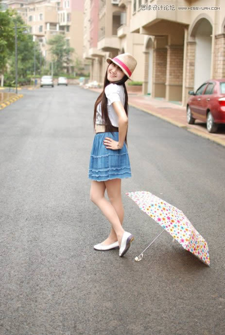 调出米黄淡雅日系街景女生照片的PS教程