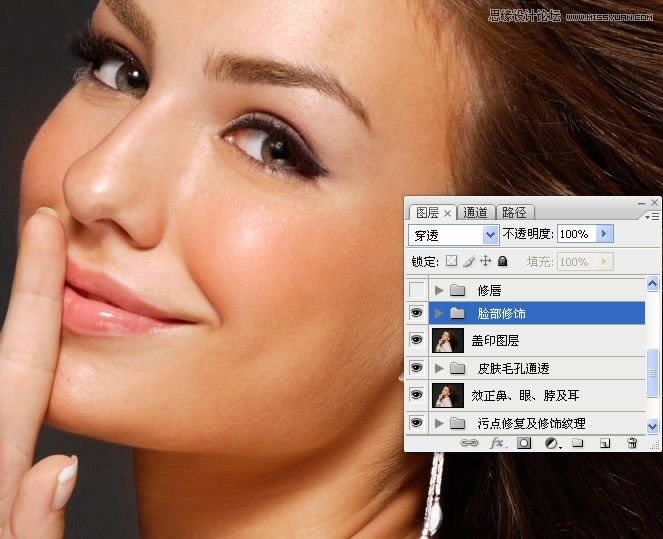 Photoshop调出闪亮有光泽肌肤色彩模特照片