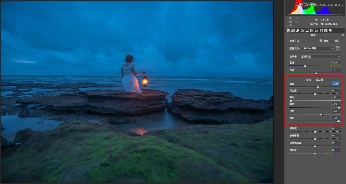 PS调出质感暗色乌云海景女生背影照片