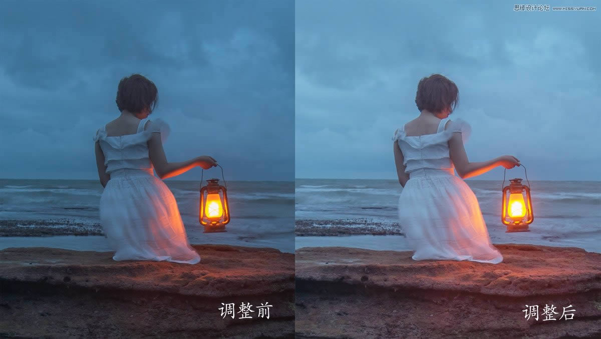 PS调出质感暗色乌云海景女生背影照片