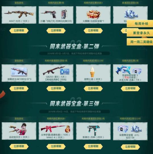 CF手游春季开学每周补给礼包