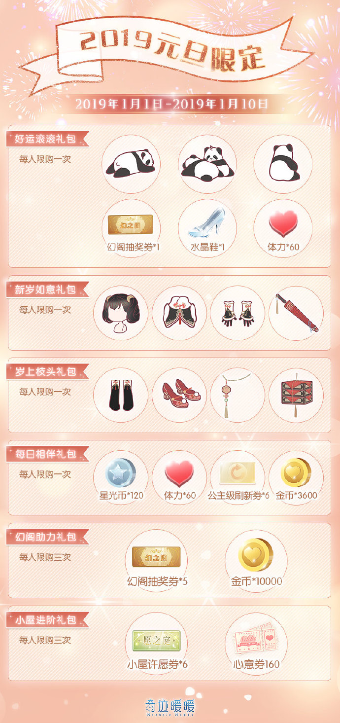 《奇迹暖暖》2019元旦限定礼包