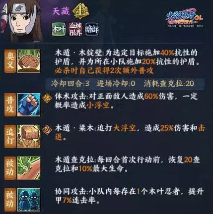 《火影忍者ol》手游暗部天藏获得方法及技能介绍