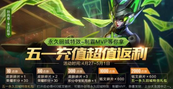 王者荣耀五一劳动节充值返利活动内容奖励_王者荣耀劳动节充值返利活动
